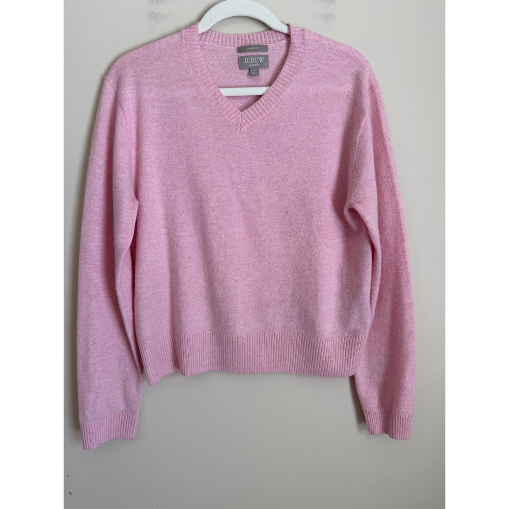 J.Crew V-Neck 100% Cashmere Sweater Women M Pink EUC